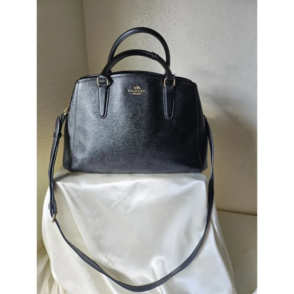 COACH Crossgrain‎ Leather Margot Carryall Purse/Satchel Black